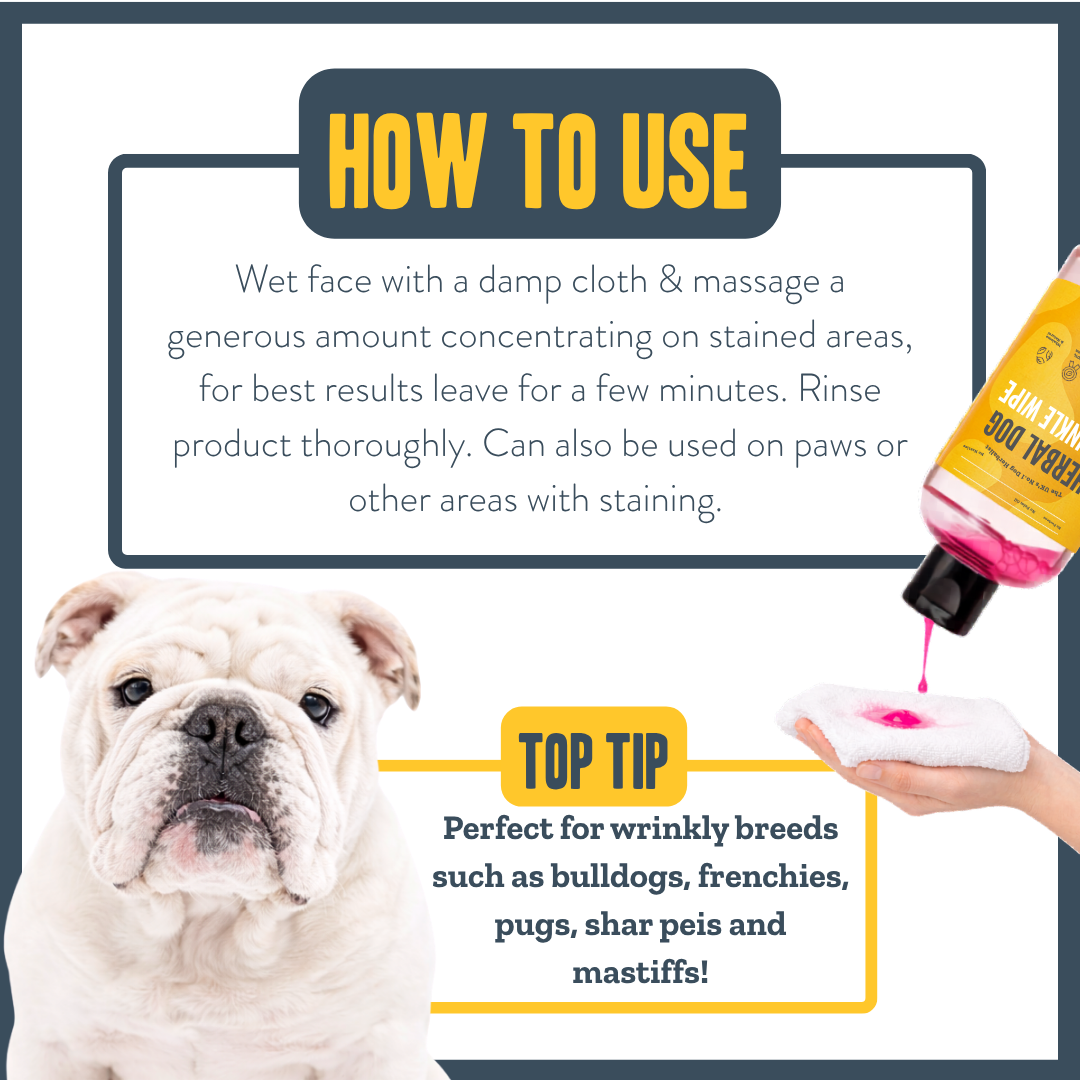 Botanical Wrinkle Wipe for dogs – natural herbal facial fold cleaning cloth | Herbal Dog Co