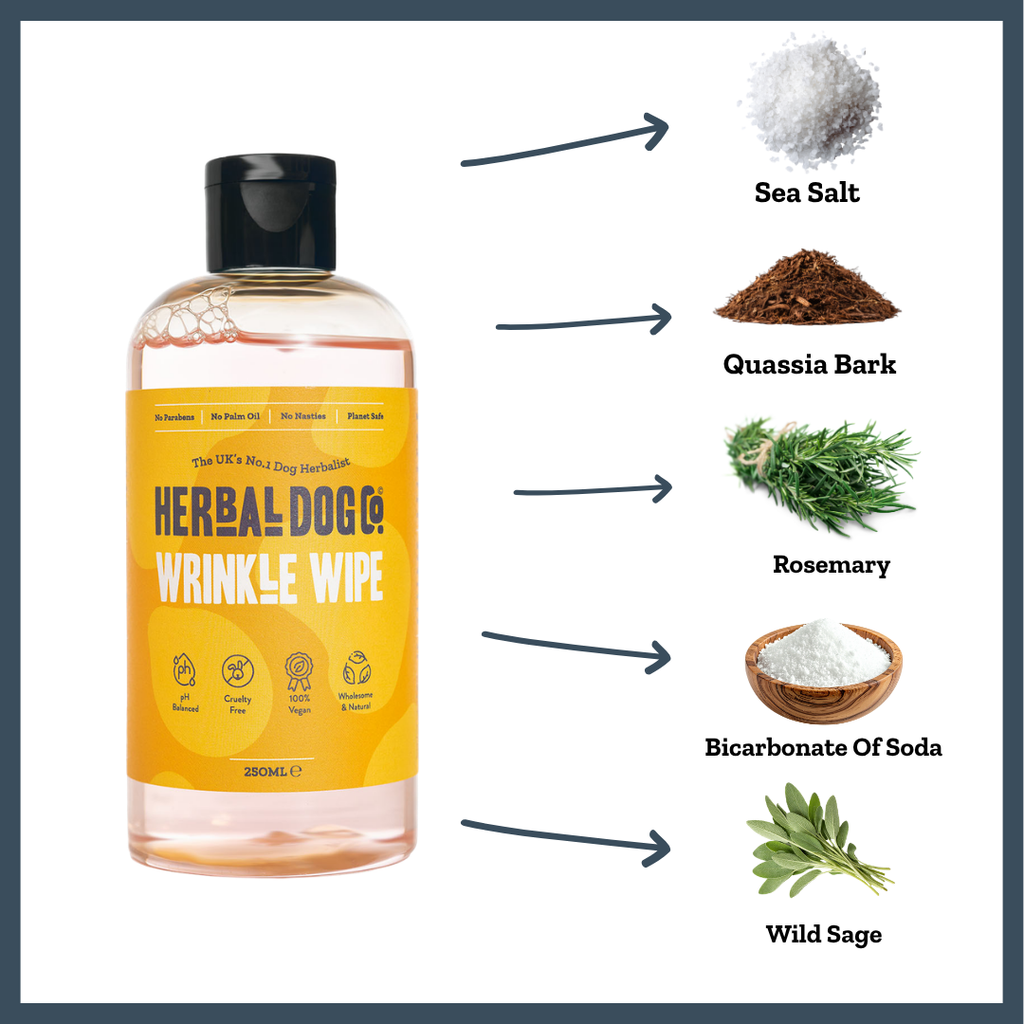 Botanical Wrinkle Wipe for dogs – natural herbal facial fold cleaning cloth | Herbal Dog Co