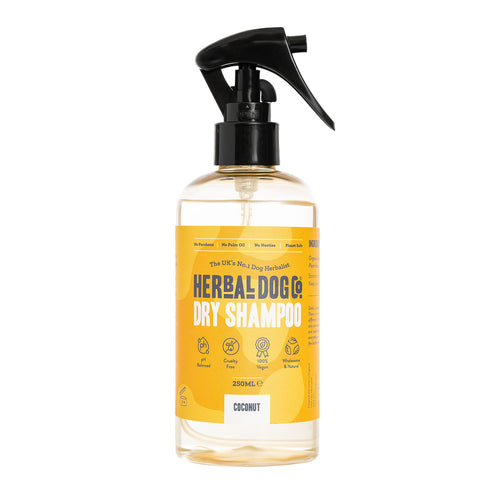 Coconut Dry Shampoo for dogs – instant botanical waterless freshening | Herbal Dog Co